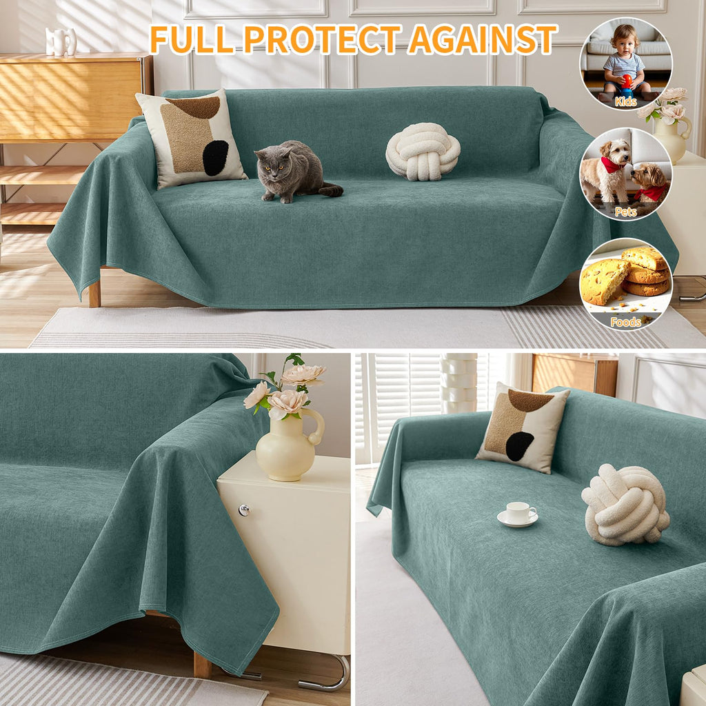Deep Dream Cat-Scratch Resistant Couch Cover, Waterproof Sofa Cover for 3 Cushion Couch Washable, Pet Friendly Couch Protectors Anti Slip Thickened Sofa Slipcovers for Dogs Pets, 91" x 150", Brown