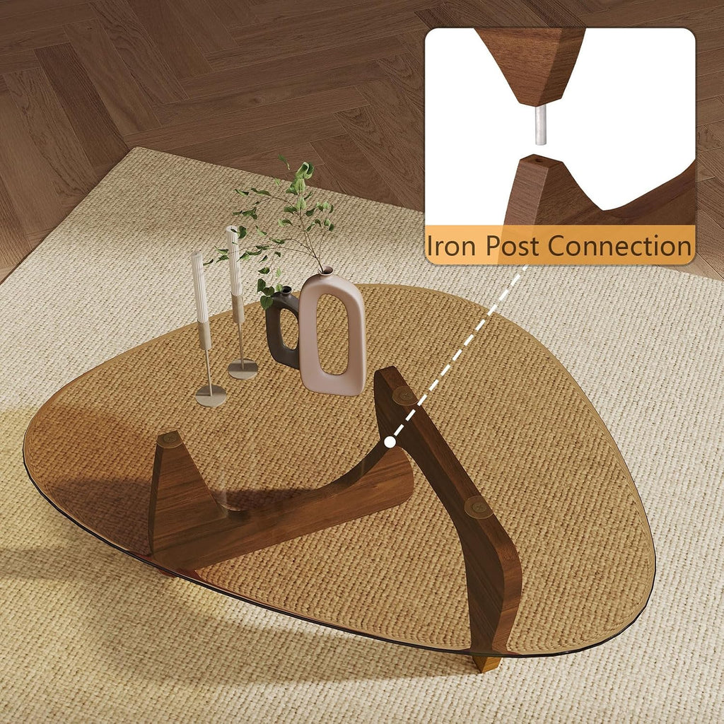 Triangle MDF Frame Coffee Table with Amber Tempered Glass Top