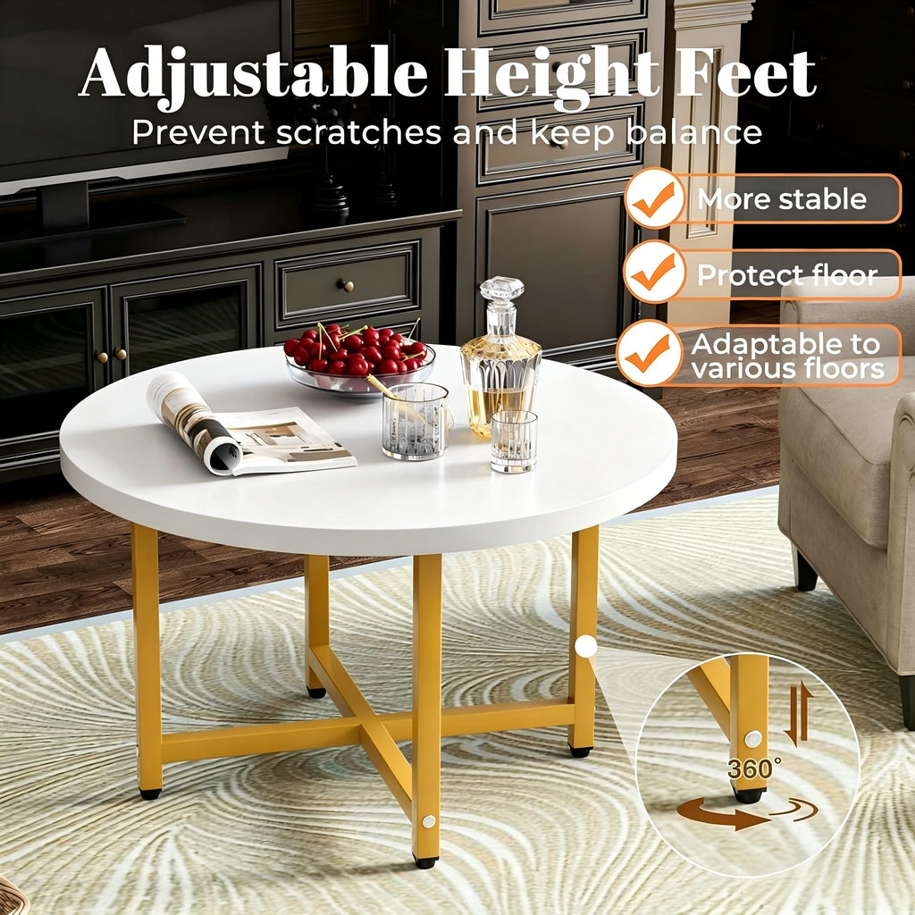 Coffee Tables for Living Room, 27.6" Round Coffee Table, Black Coffee Table