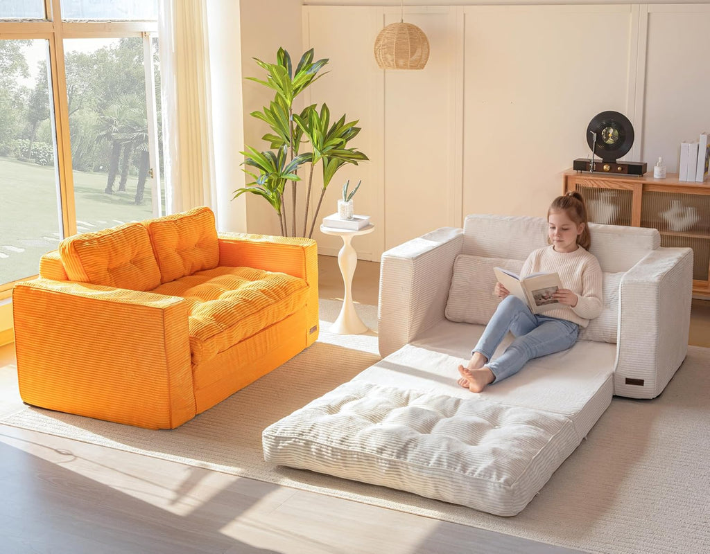 MAXYOYO Convertible Sofa Bed, Pull Out Loveseat Sofa Couch