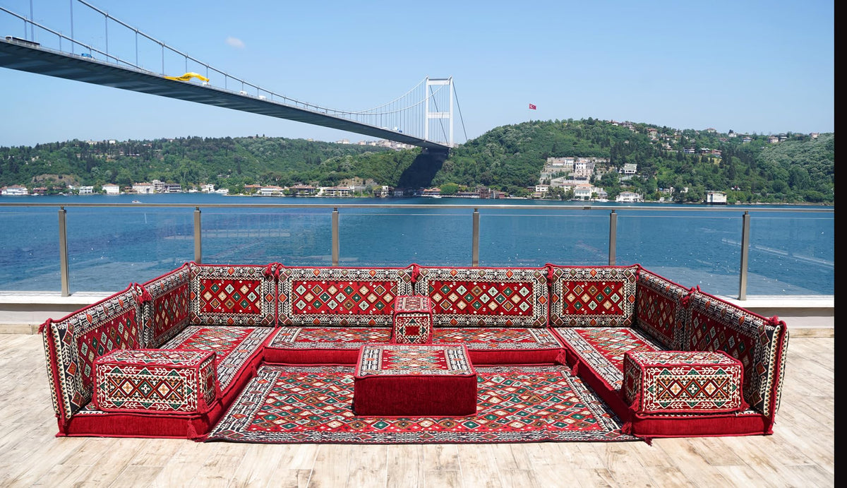 arabicsofa U Shaped Traditional Floor Sofa Majlis Seatingâ Modular Turkish Moroccan Jalsa Set with Washable Covers