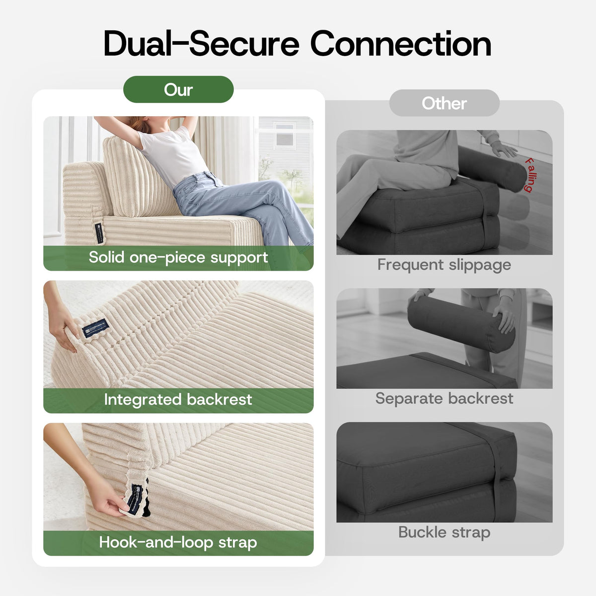 Folding Sofa Bed Convertible 4 in 1 Sleeper Chair Black Single