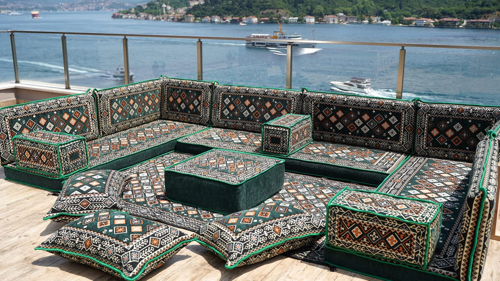 arabicsofa U Shaped Traditional Floor Sofa Majlis Seatingâ Modular Turkish Moroccan Jalsa Set with Washable Covers