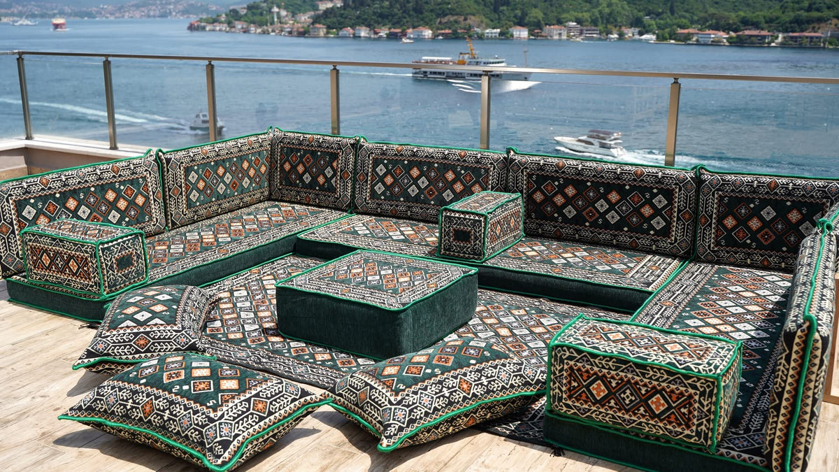 arabicsofa U Shaped Traditional Floor Sofa Majlis Seatingâ Modular Turkish Moroccan Jalsa Set with Washable Covers