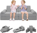 Modular Kids Play Couch with Washable Covers â Foam Toddler Sofa for Creative Play, Climbing, and Lounging â Convertible Kid Sofa Play Furniture for Kids Room or Nursery (Grey)