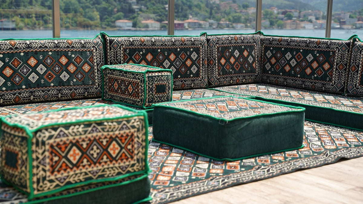 arabicsofa U Shaped Traditional Floor Sofa Majlis Seatingâ Modular Turkish Moroccan Jalsa Set with Washable Covers