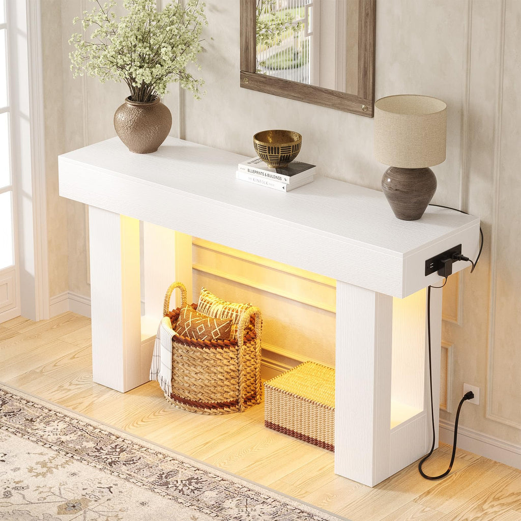 Unikito 63" Console Table with Sensor Light & AC Outlets with USB-C Ports