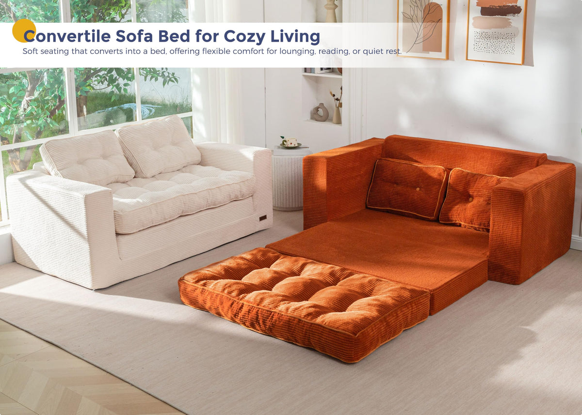 MAXYOYO Folding Sofa Bed, Convertible Sleeper Loveseat with Pillows