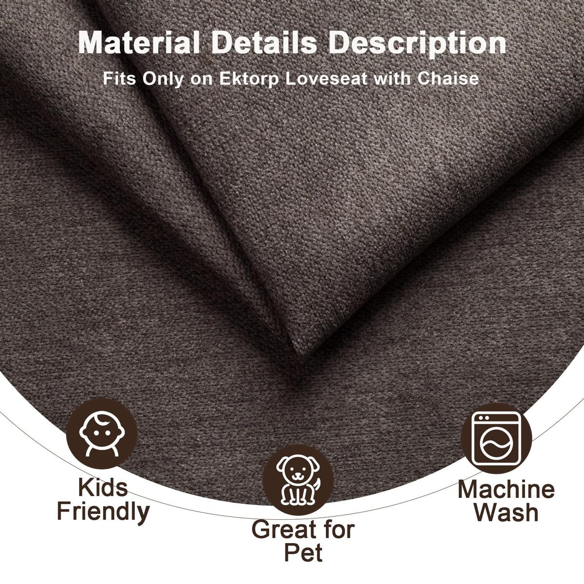 Ektorp 3 Seat Sofa Cover Slipcover Replacement Made for IKEA Ektorp 3 Seat Sofa Cover, Couch Cover Not Include The Sofa Body,Khaki