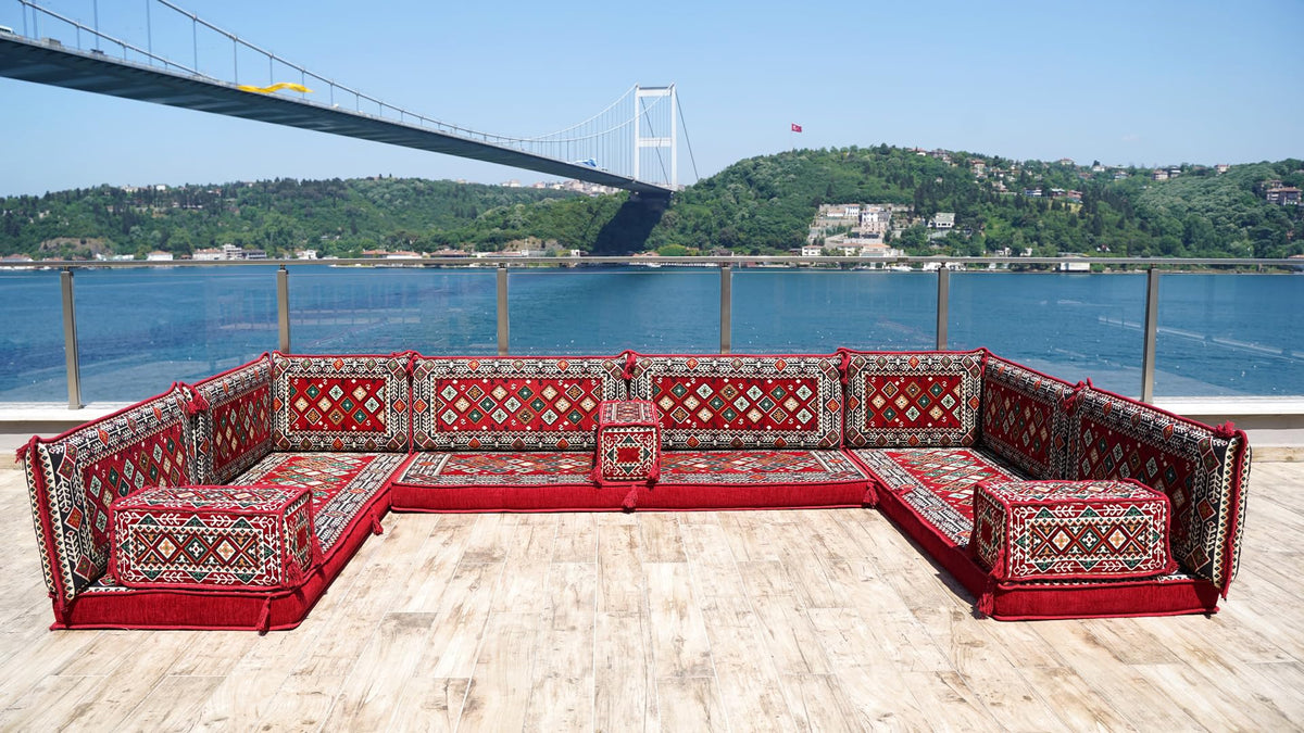arabicsofa U Shaped Traditional Floor Sofa Majlis Seatingâ Modular Turkish Moroccan Jalsa Set with Washable Covers