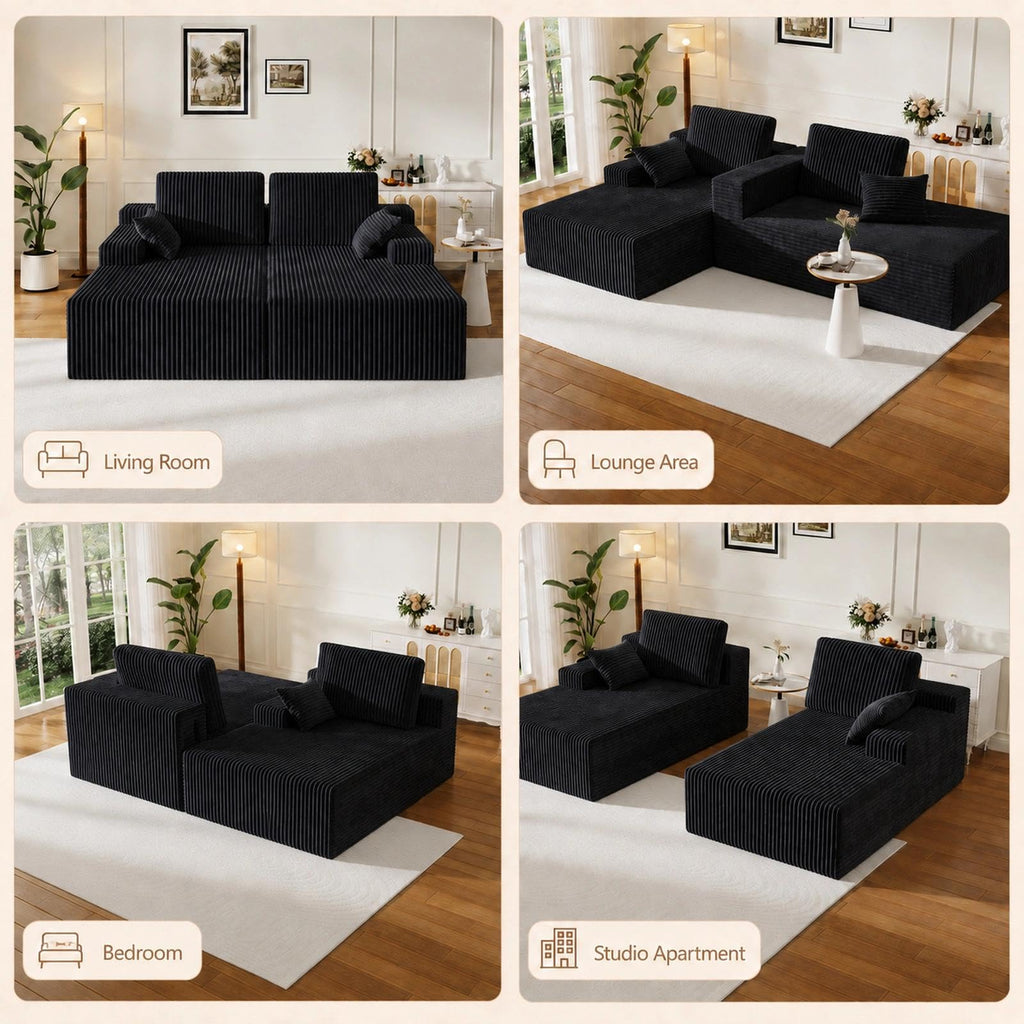 WHGBJA 79" 5 in 1 Convertible Sofa Bed Couch, Modular Sectional, Loveseat