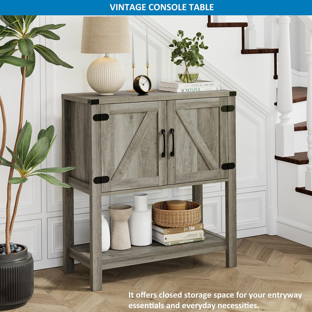 Mufico Console Table Coffee Bar Sofa Cabinet, 31.5Lx13.8Dx34.65H(White)