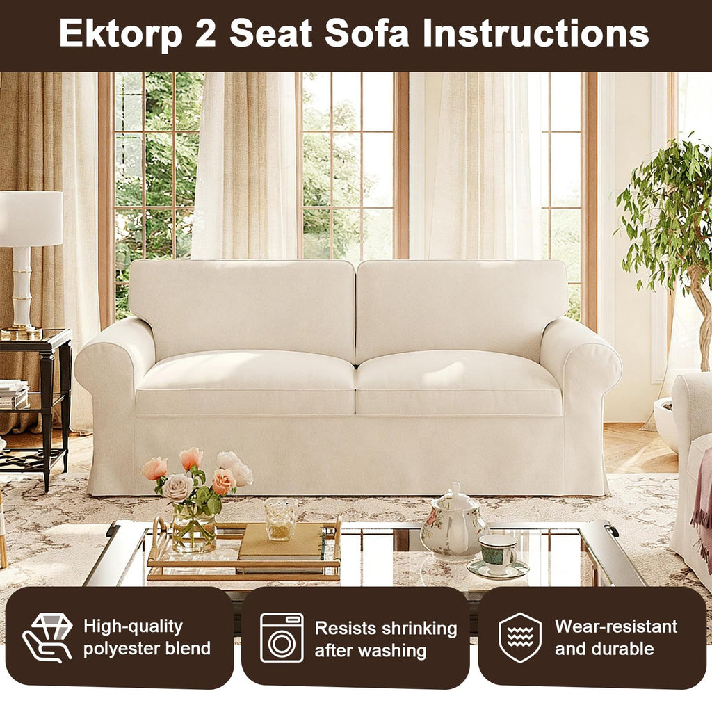 Ektorp 3 Seat Sofa Cover Slipcover Replacement Made for IKEA Ektorp 3 Seat Sofa Cover, Couch Cover Not Include The Sofa Body,Khaki