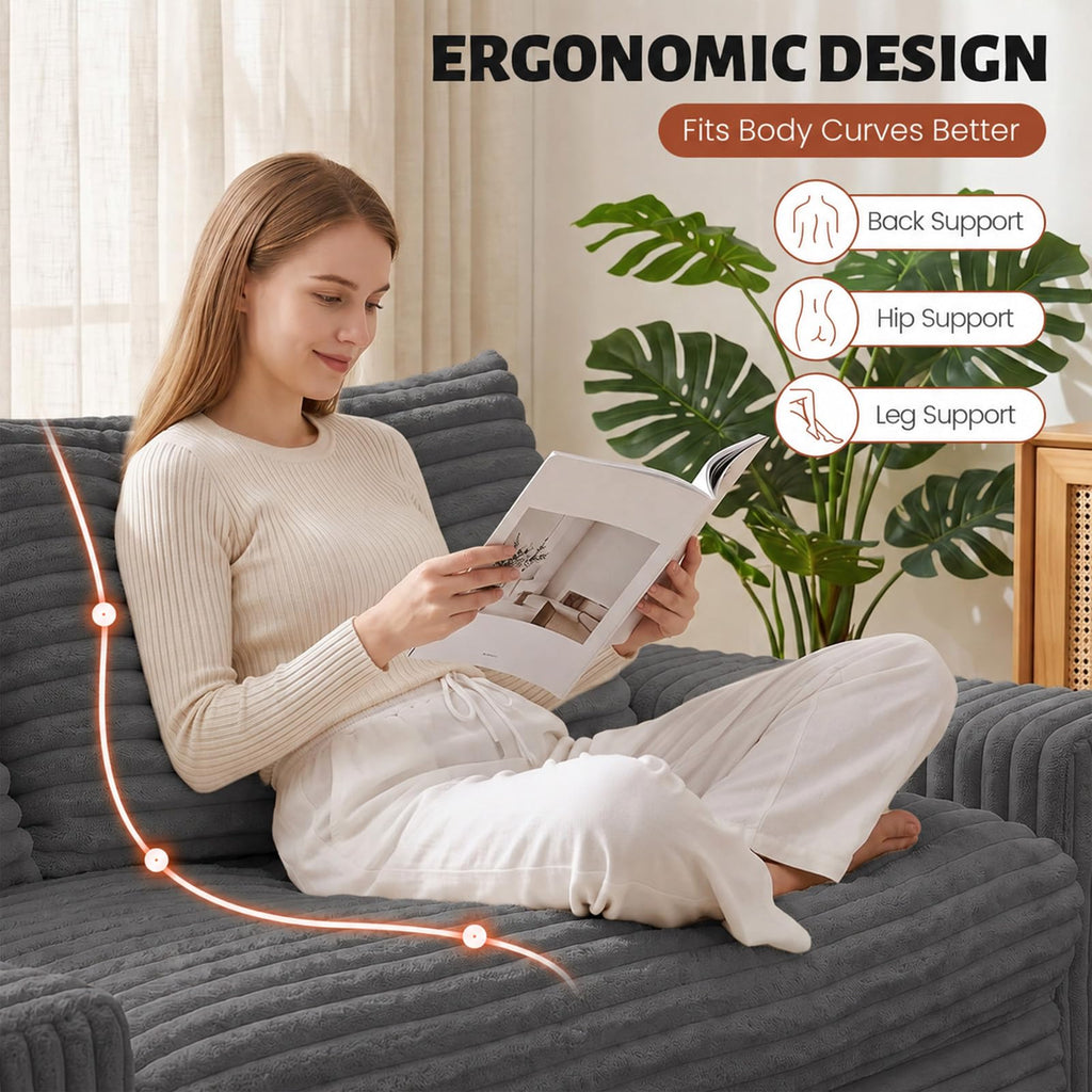 Small Boneless Couch, Boneless Loveseat Convertible Sofa Bed Sleeper Sofa Couch Bed with 2 Pillows, Corduroy Folding Floor Futon Foldable Boneless Couch for Living Room, Guest Room, Small Space, Black