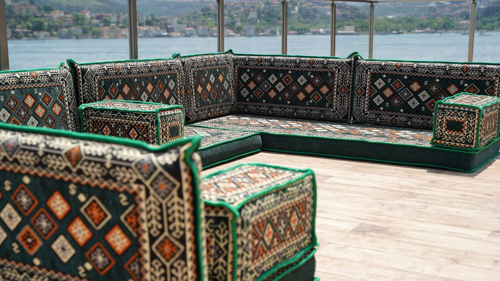 arabicsofa U Shaped Traditional Floor Sofa Majlis Seatingâ Modular Turkish Moroccan Jalsa Set with Washable Covers
