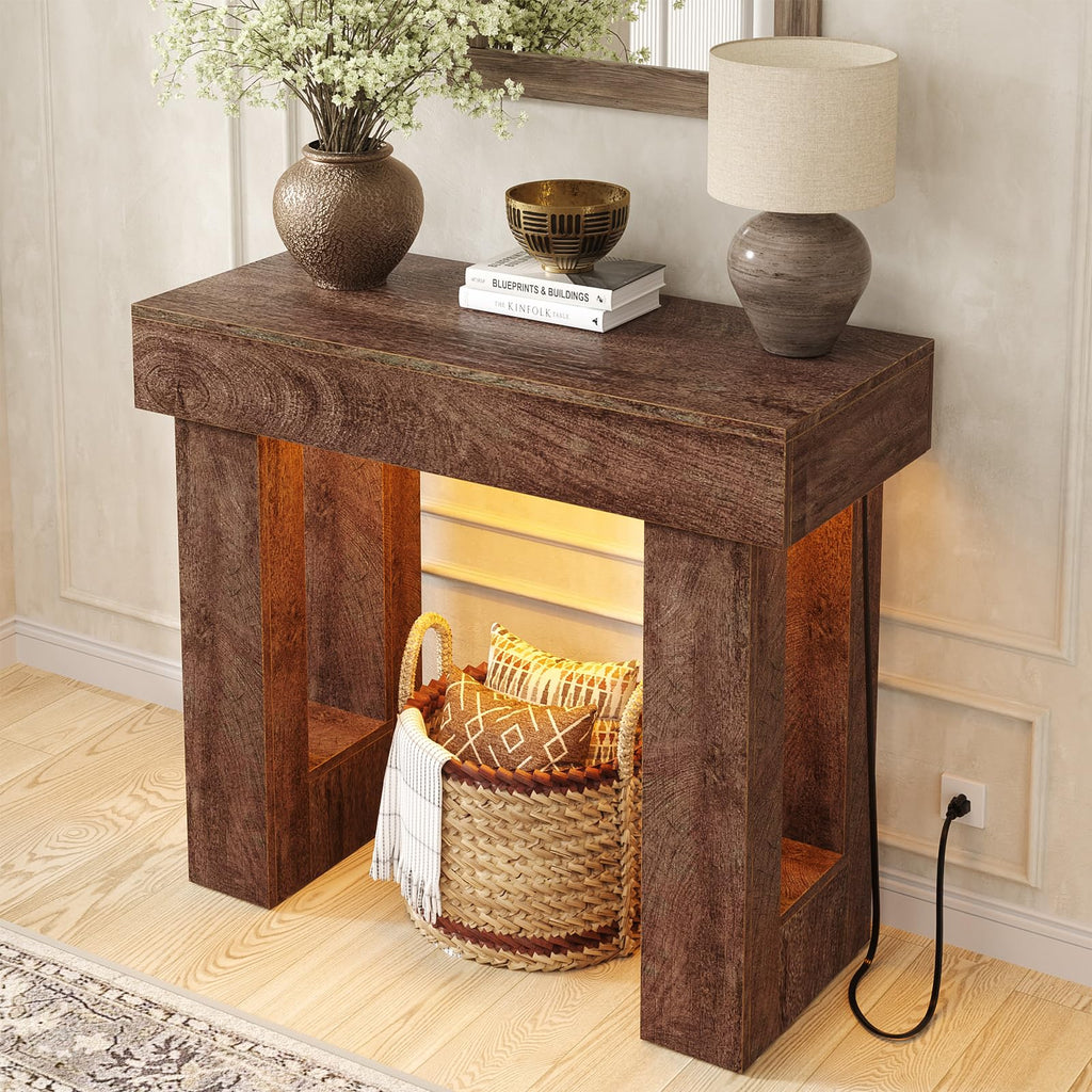 Unikito 63" Console Table with Sensor Light & AC Outlets with USB-C Ports