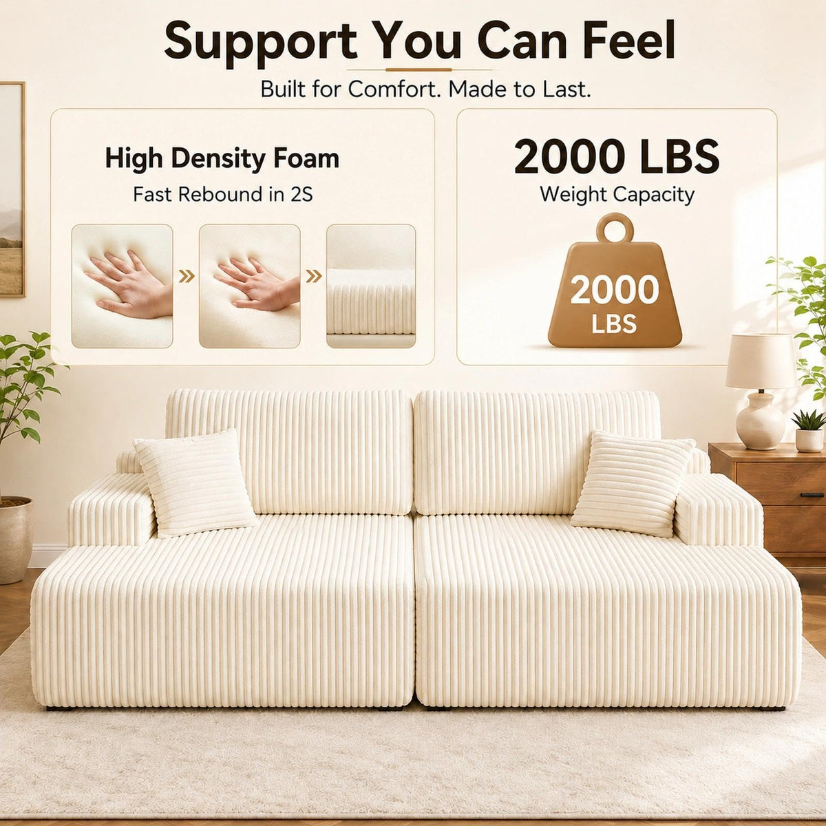 WHGBJA 79" 5 in 1 Convertible Sofa Bed Couch, Modular Sectional, Loveseat