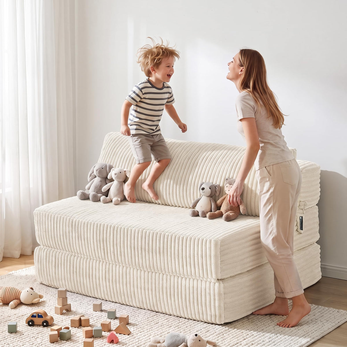 Folding Sofa Bed Convertible 4 in 1 Sleeper Chair Black Single