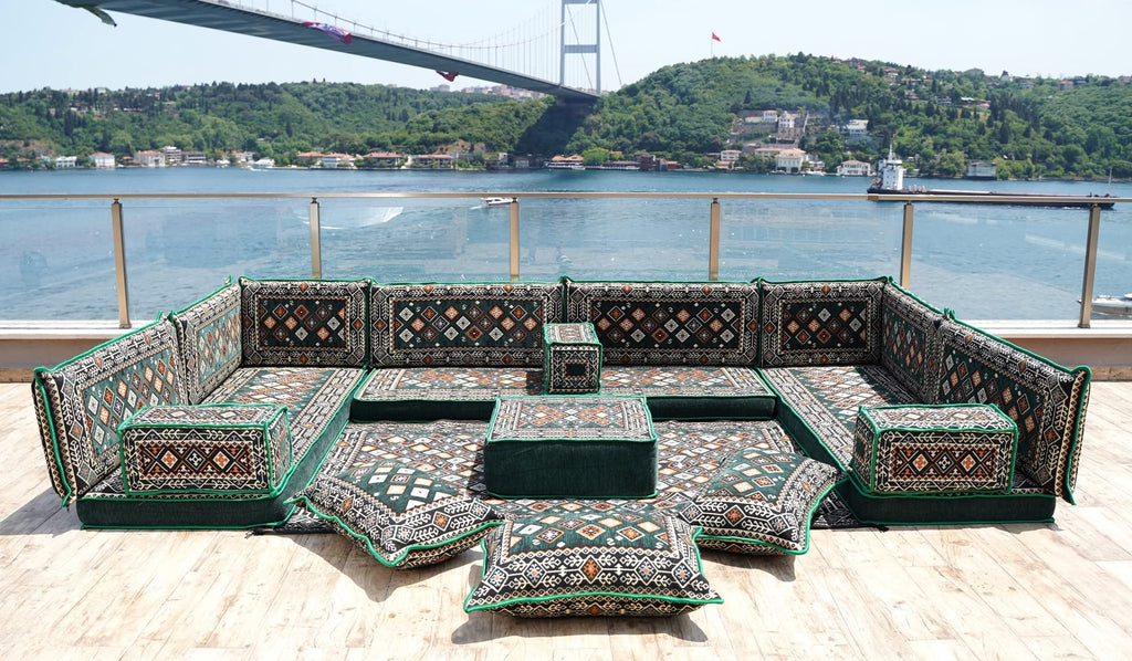 arabicsofa U Shaped Traditional Floor Sofa Majlis Seatingâ Modular Turkish Moroccan Jalsa Set with Washable Covers