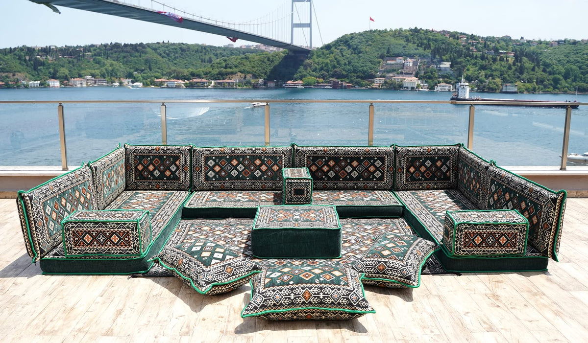 arabicsofa U Shaped Traditional Floor Sofa Majlis Seatingâ Modular Turkish Moroccan Jalsa Set with Washable Covers