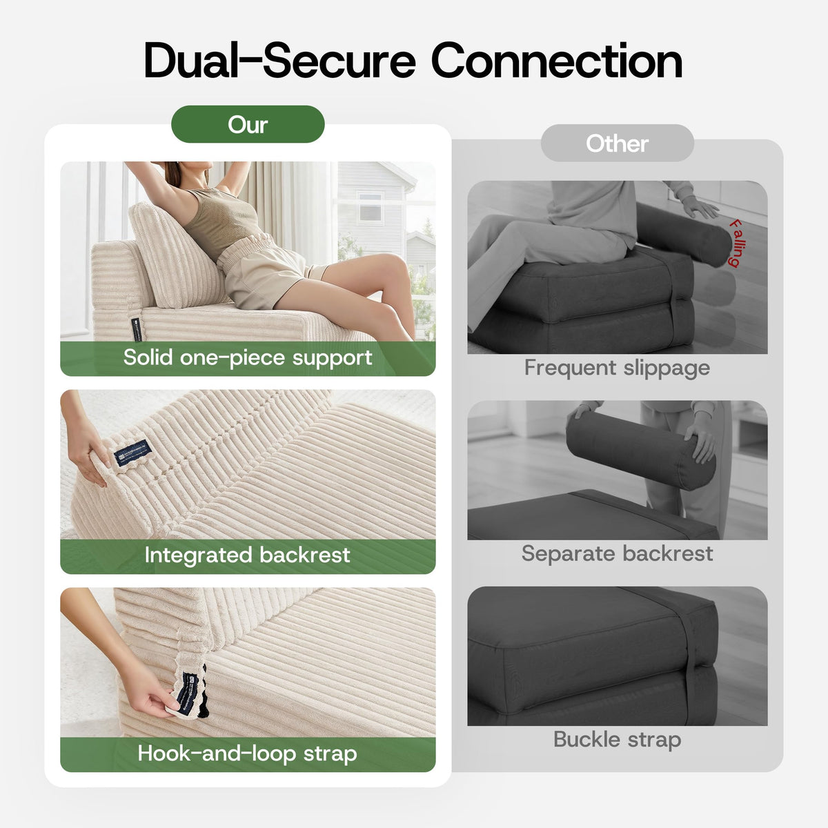 Folding Sofa Bed Convertible 4 in 1 Sleeper Chair Black Single