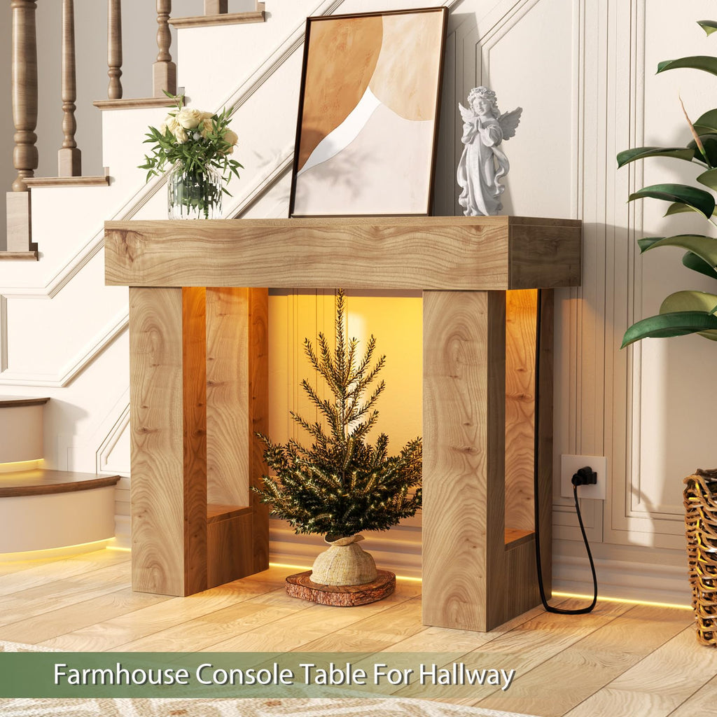 Unikito 63" Console Table with Sensor Light & AC Outlets with USB-C Ports