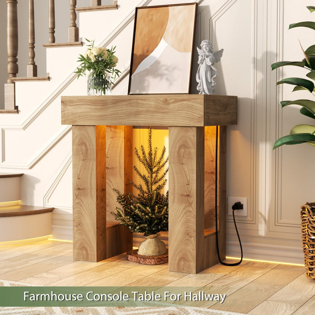 Unikito 63" Console Table with Sensor Light & AC Outlets with USB-C Ports
