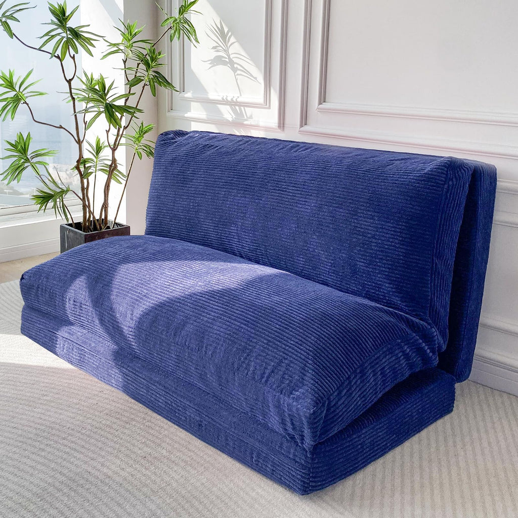 MAXYOYO Folding Sofa Bed, Extra Thick and Long Floor Sofa Convertible Chair with Washable Cover, Floor Couch Lounge Bean Bag Bed for Living Room, Dark Grey, 54x91 Inch