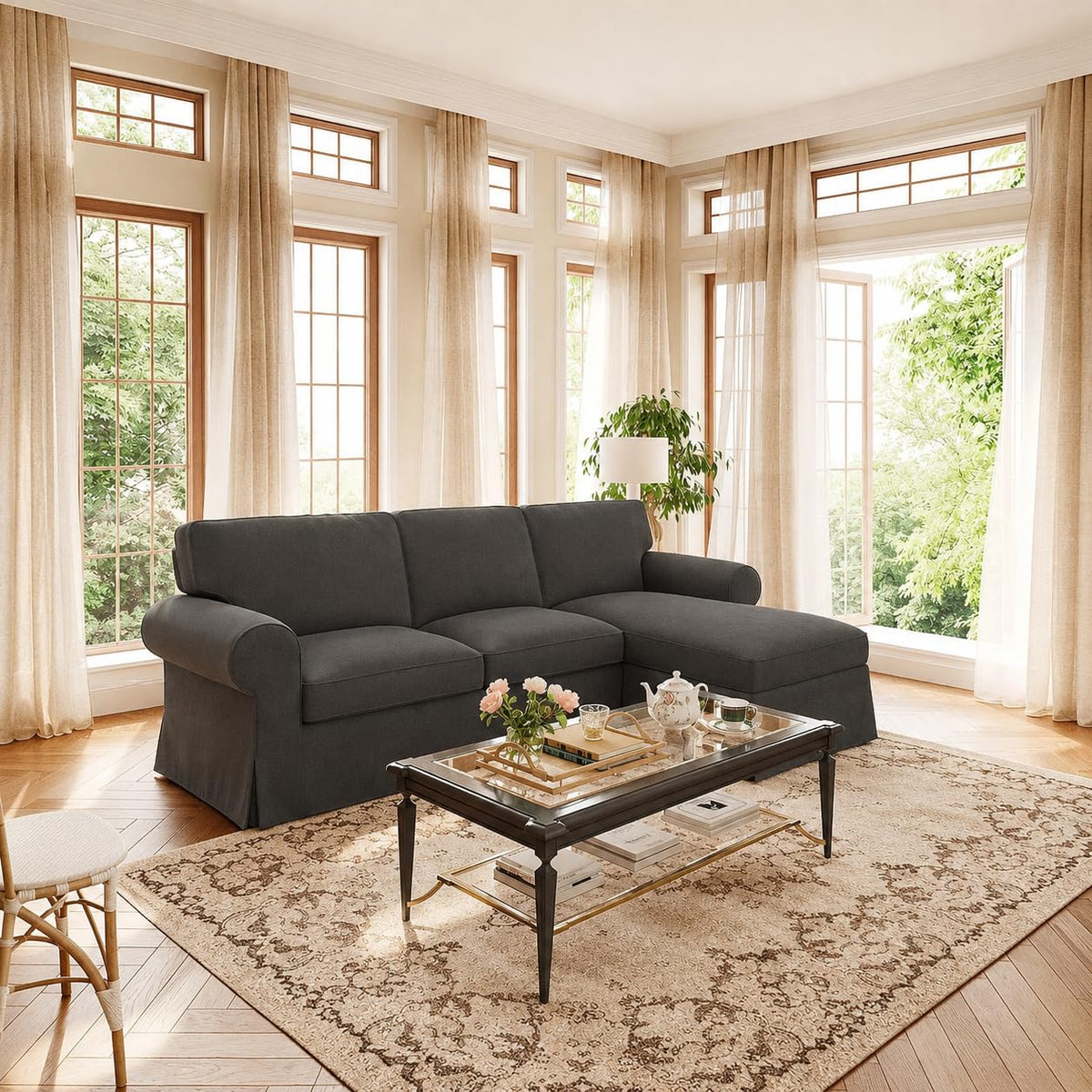 Ektorp 3 Seat Sofa Cover Slipcover Replacement Made for IKEA Ektorp 3 Seat Sofa Cover, Couch Cover Not Include The Sofa Body,Khaki