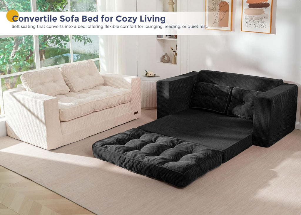 MAXYOYO Folding Sofa Bed, Convertible Sleeper Loveseat with Pillows