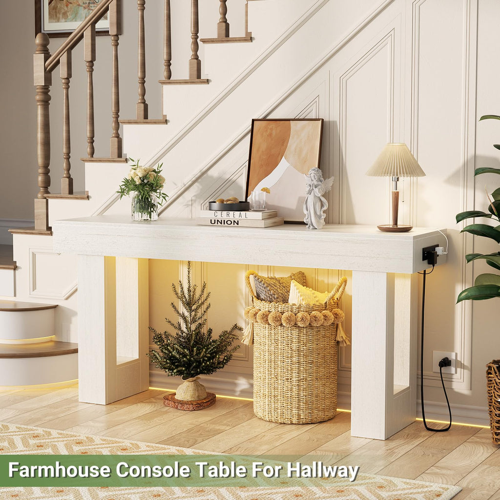 Unikito 63" Console Table with Sensor Light & AC Outlets with USB-C Ports