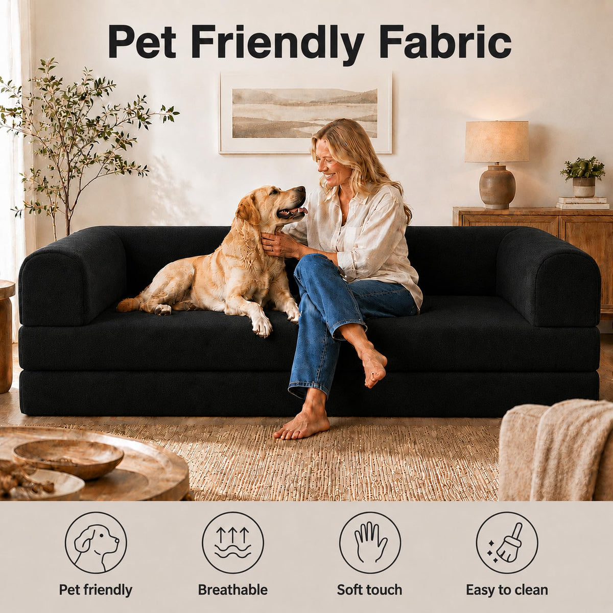 WHGBJA 79" 5 in 1 Convertible Sofa Bed Couch, Modular Sectional, Loveseat