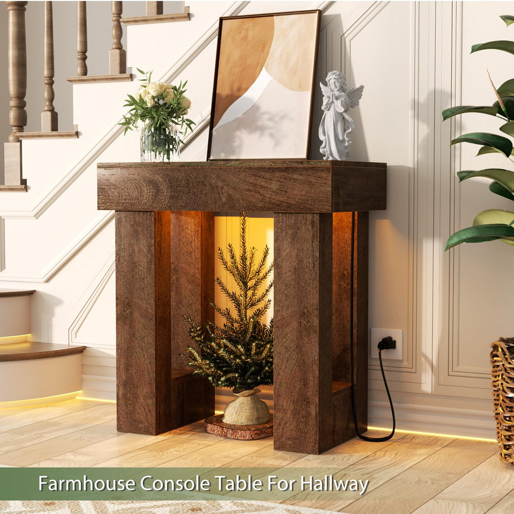 Unikito 63" Console Table with Sensor Light & AC Outlets with USB-C Ports
