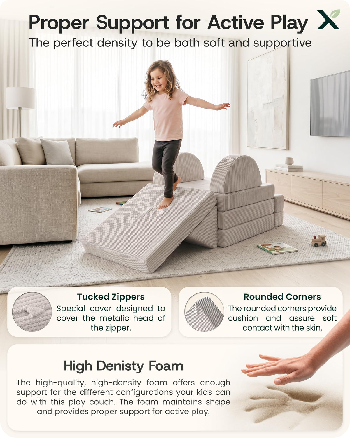 Lunix Modular Kids Play Couch, 14-Piece Fort Building & Climbing Foam Set