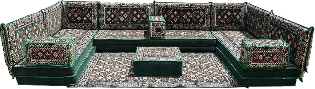 arabicsofa U Shaped Traditional Floor Sofa Majlis Seatingâ Modular Turkish Moroccan Jalsa Set with Washable Covers