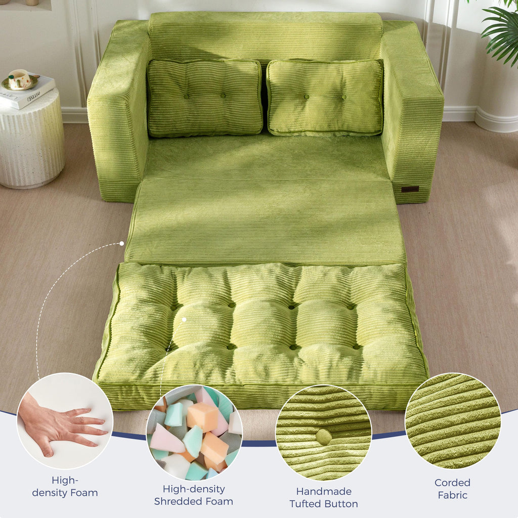 MAXYOYO Folding Sofa Bed, Convertible Sleeper Loveseat with Pillows