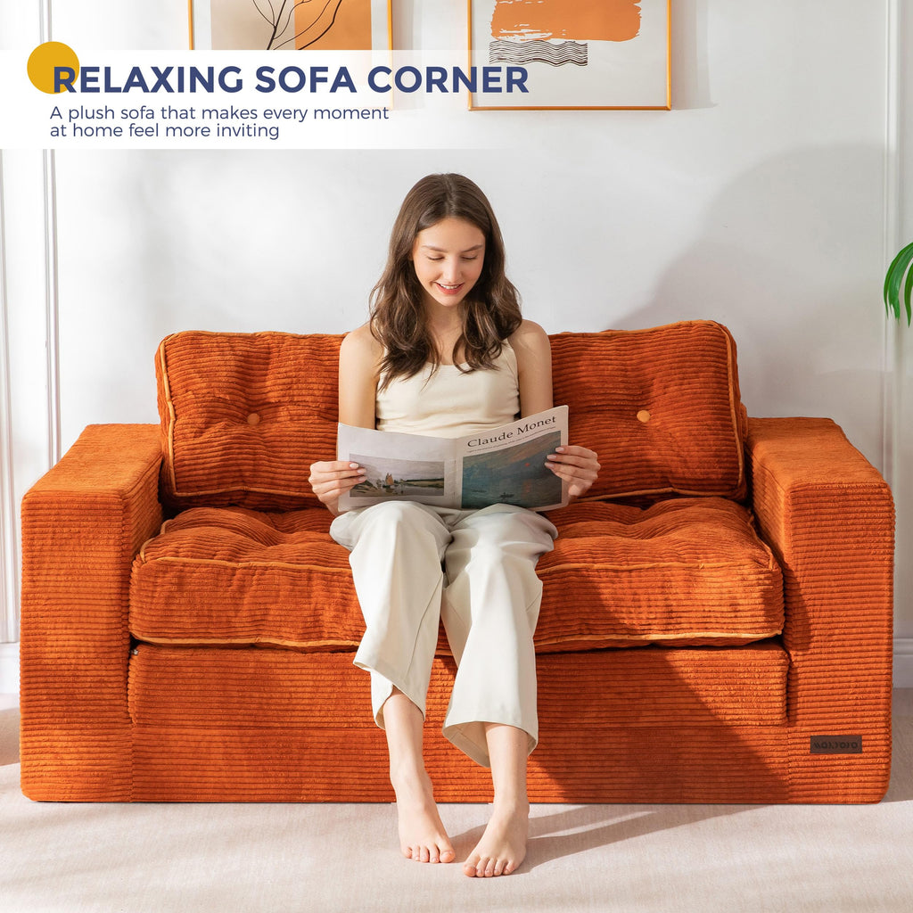 MAXYOYO Folding Sofa Bed, Convertible Sleeper Loveseat with Pillows