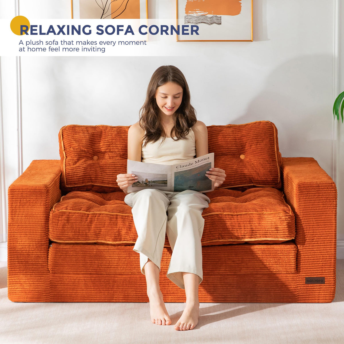 MAXYOYO Folding Sofa Bed, Convertible Sleeper Loveseat with Pillows