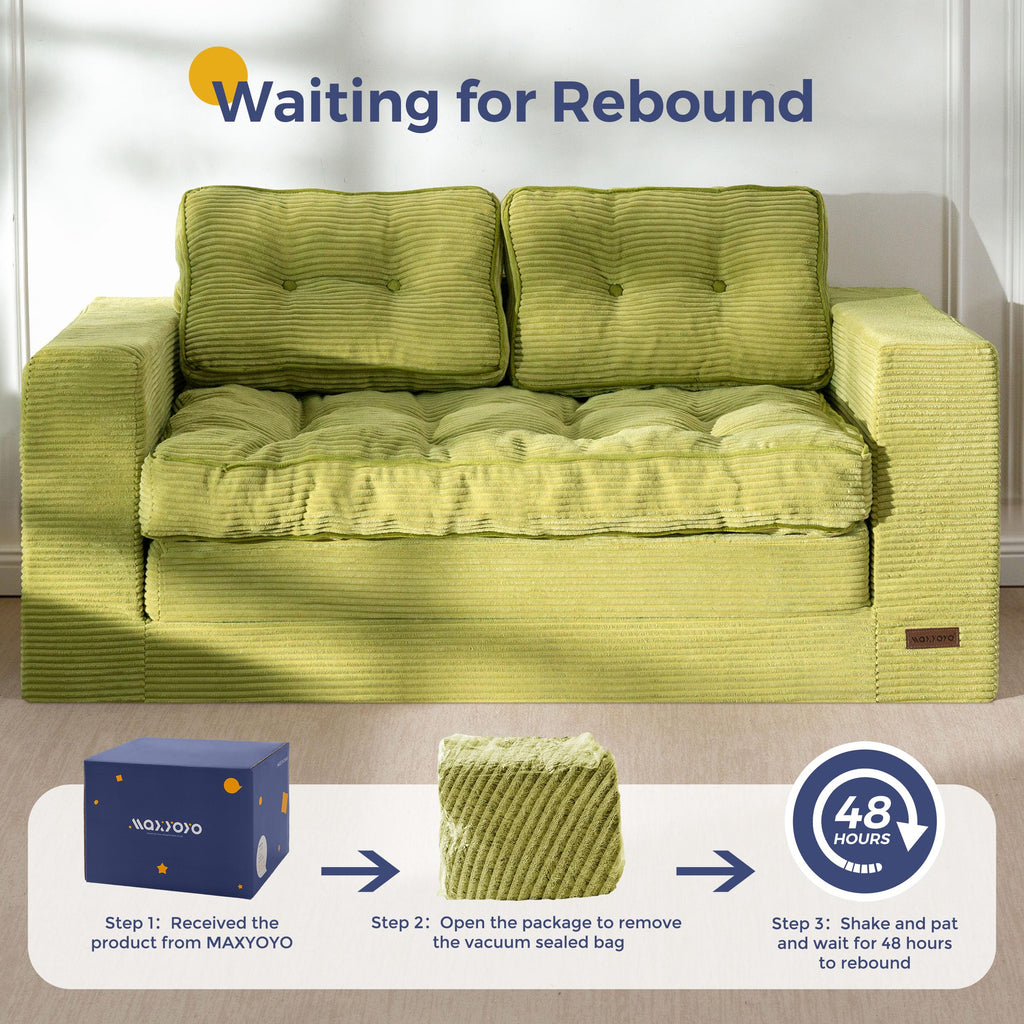 MAXYOYO Folding Sofa Bed, Convertible Sleeper Loveseat with Pillows