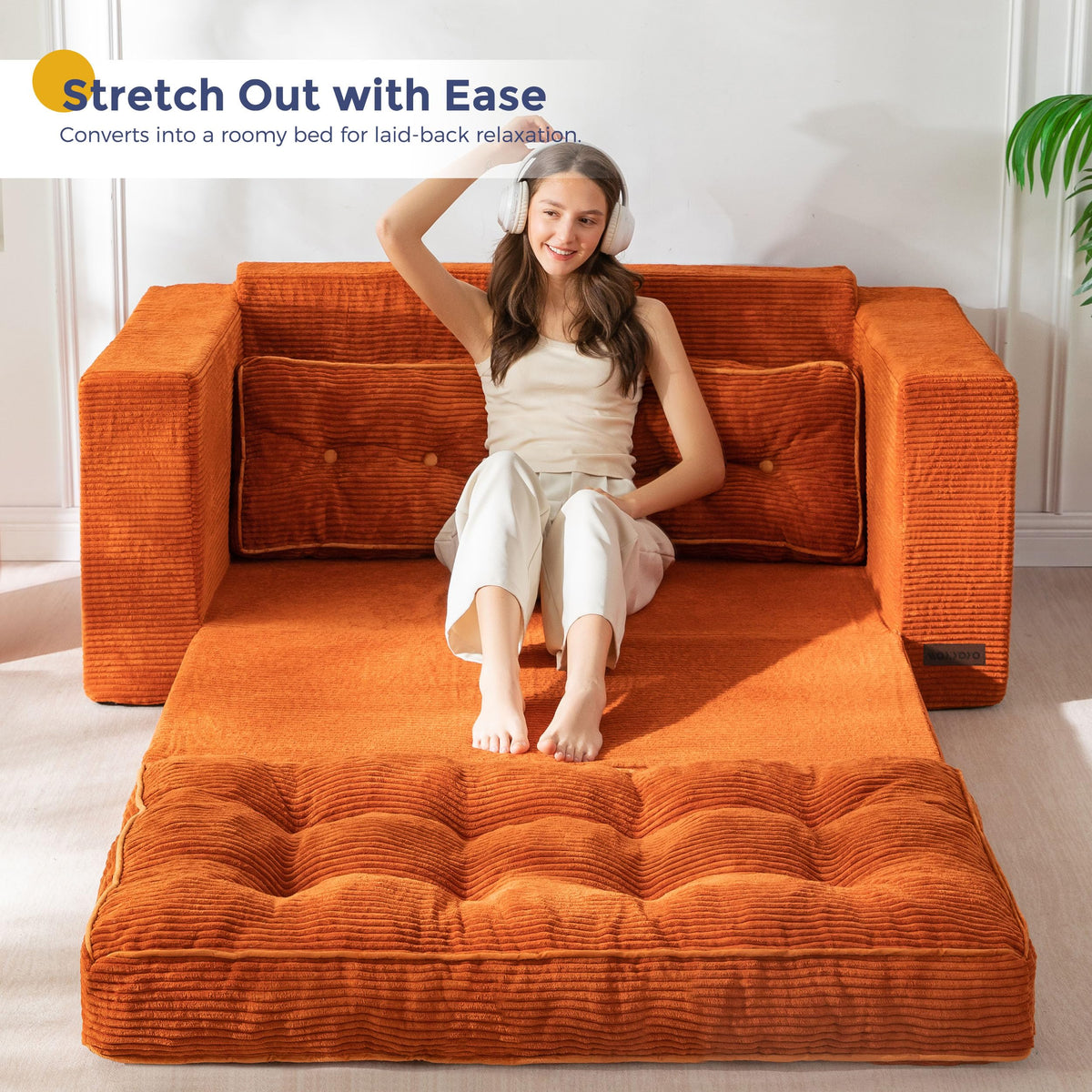 MAXYOYO Folding Sofa Bed, Convertible Sleeper Loveseat with Pillows