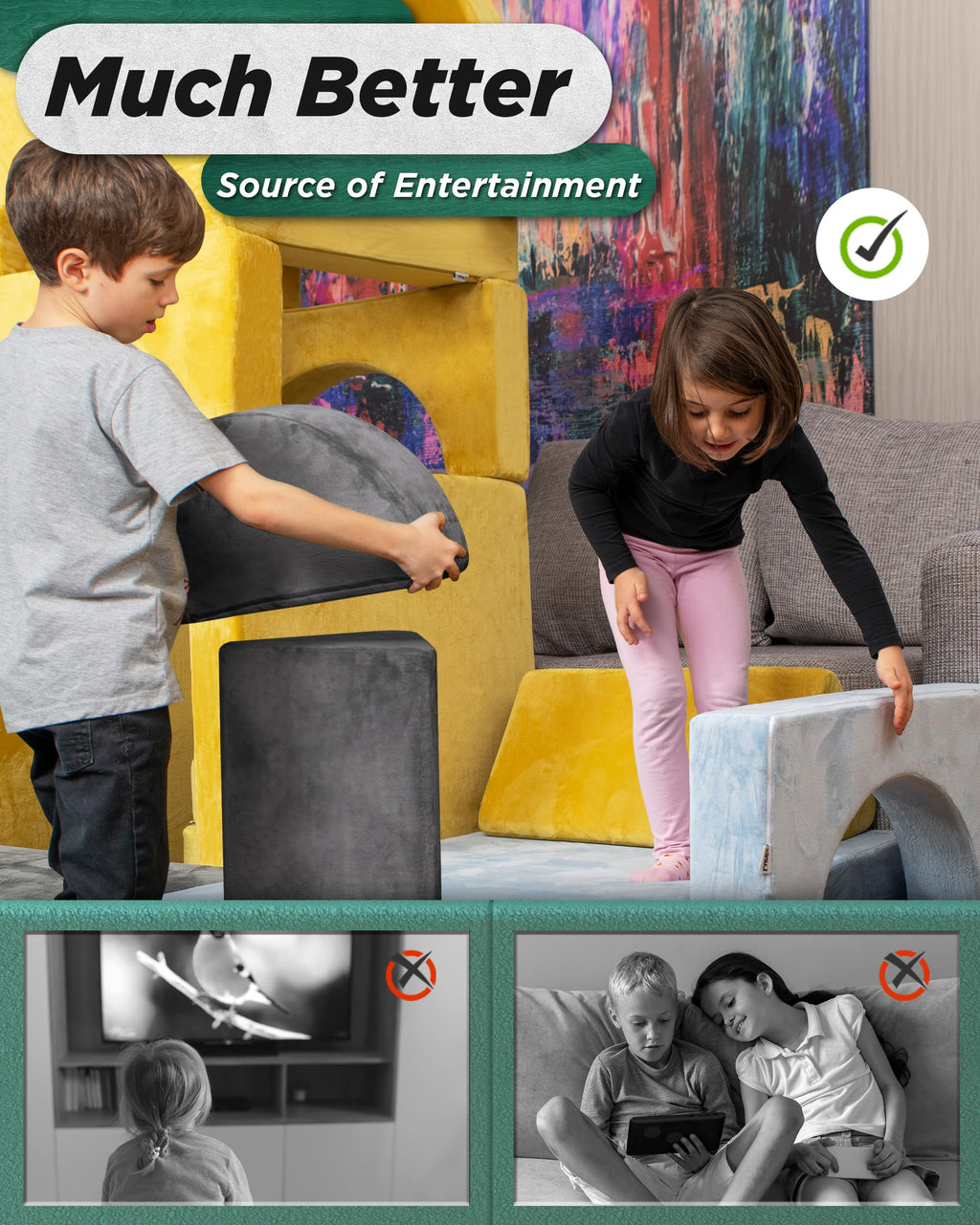 Lunix Modular Kids Play Couch, 14-Piece Fort Building & Climbing Foam Set