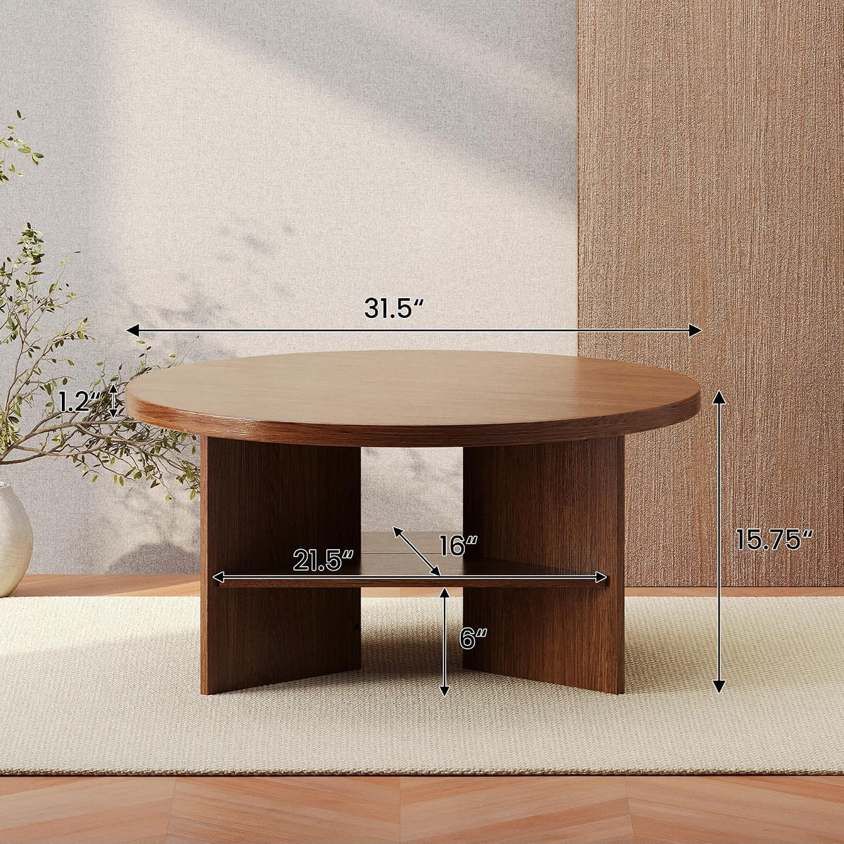 31.5'' Round Coffee Table, Modern Center Table for Living Room