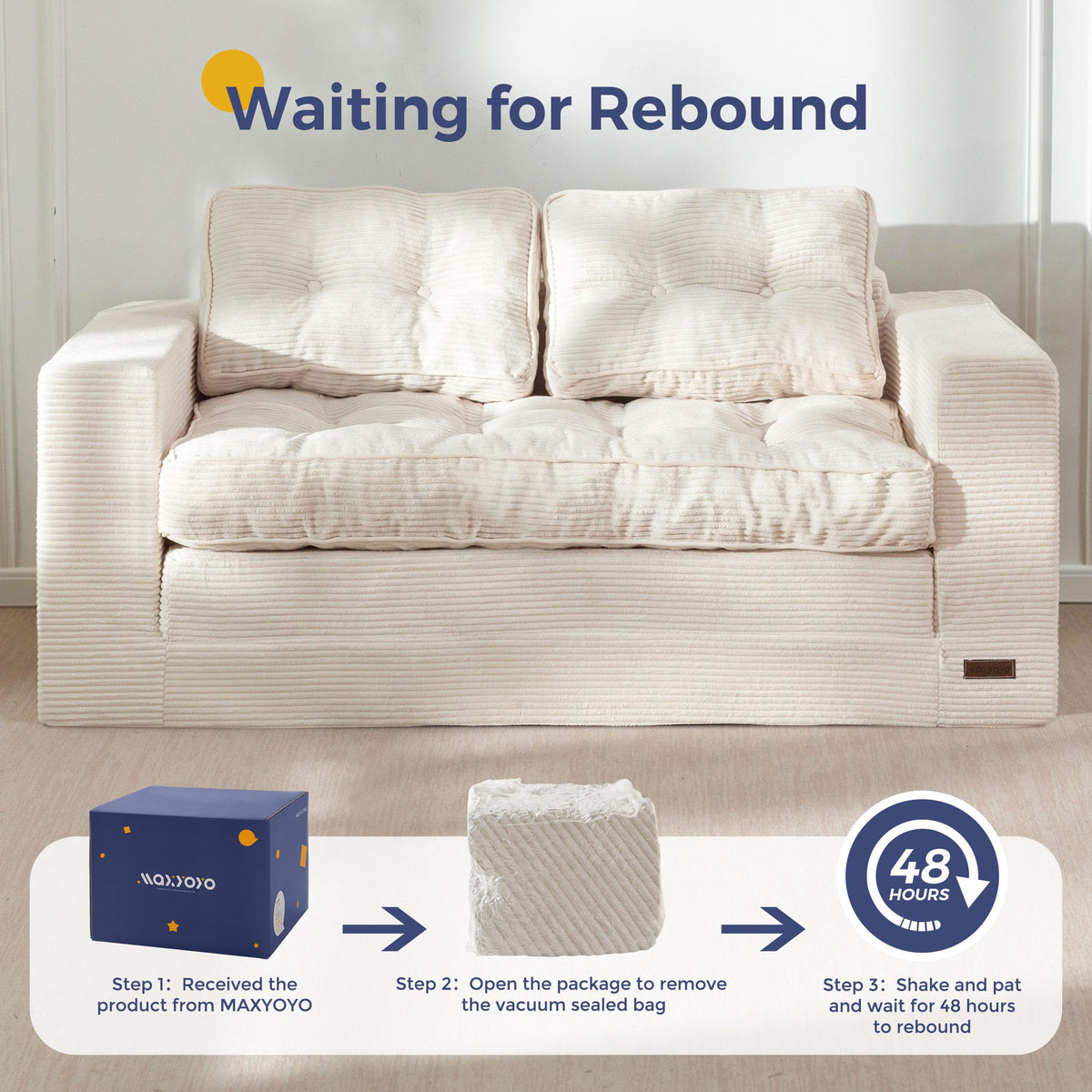 MAXYOYO Folding Sofa Bed, Convertible Sleeper Loveseat with Pillows