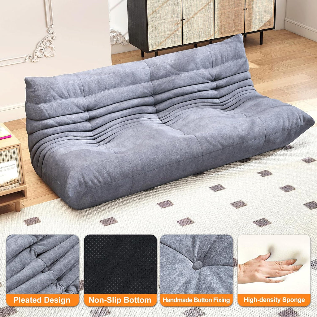 Full Foam 3-Seater Sofa, Bean Bag Floor Couch for Adults, Waterproof Fabric
