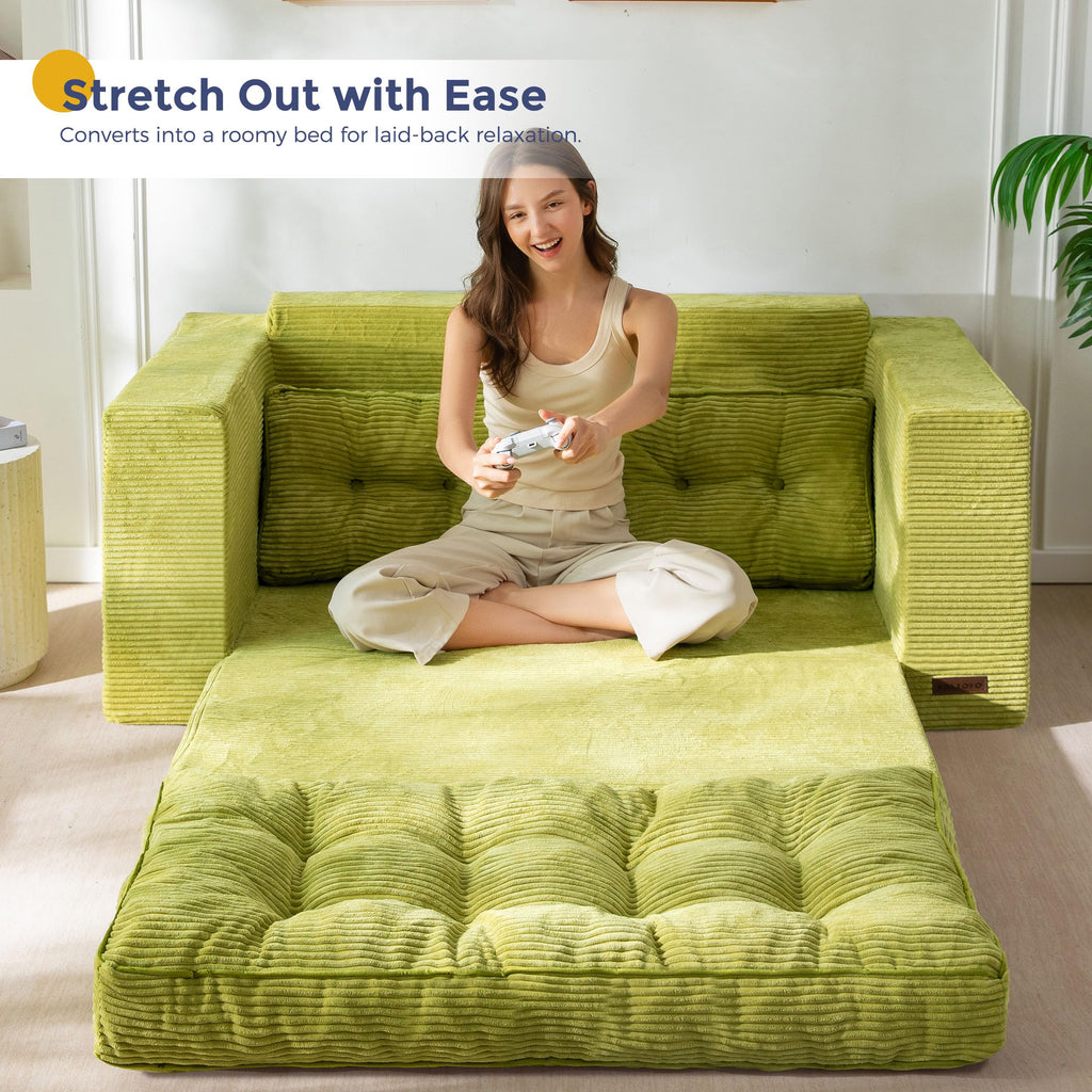 MAXYOYO Folding Sofa Bed, Convertible Sleeper Loveseat with Pillows