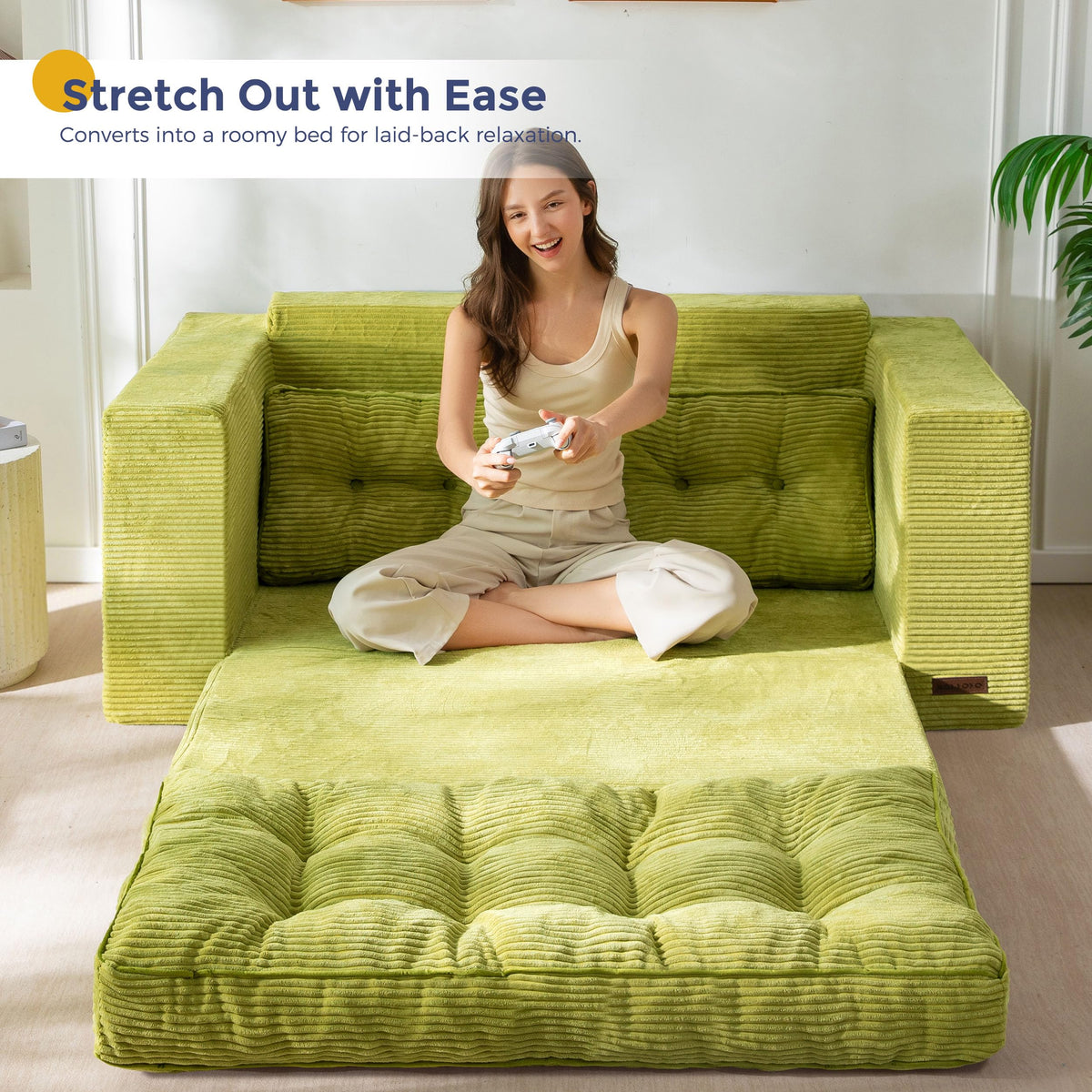 MAXYOYO Folding Sofa Bed, Convertible Sleeper Loveseat with Pillows