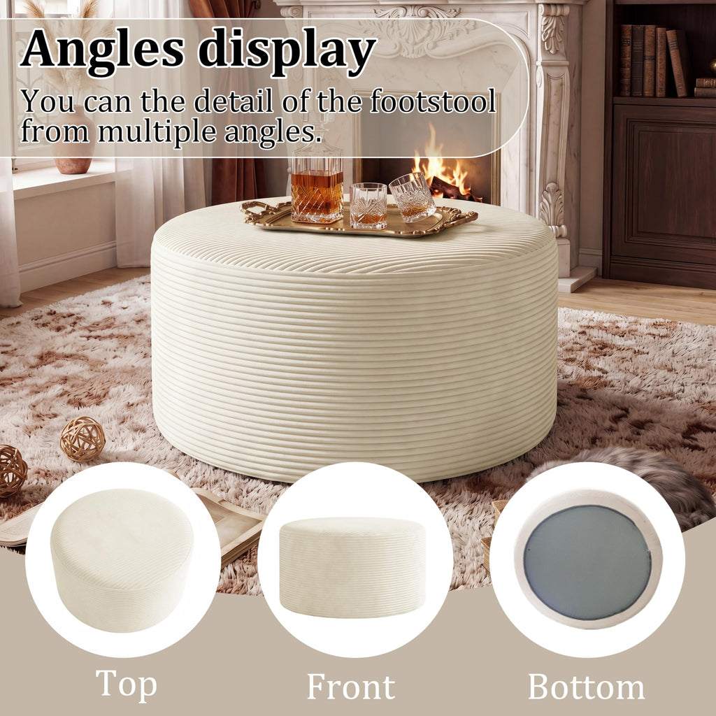 BSHOMGI Nesting Coffee Table Set of 2,Corduroy Ottoman Soft Foot Rest Movable LargePouf Footstool for Living Room Sofa Couch Bedroom Entryway and Small Spaces No Assembly (Blue, 32"+17")