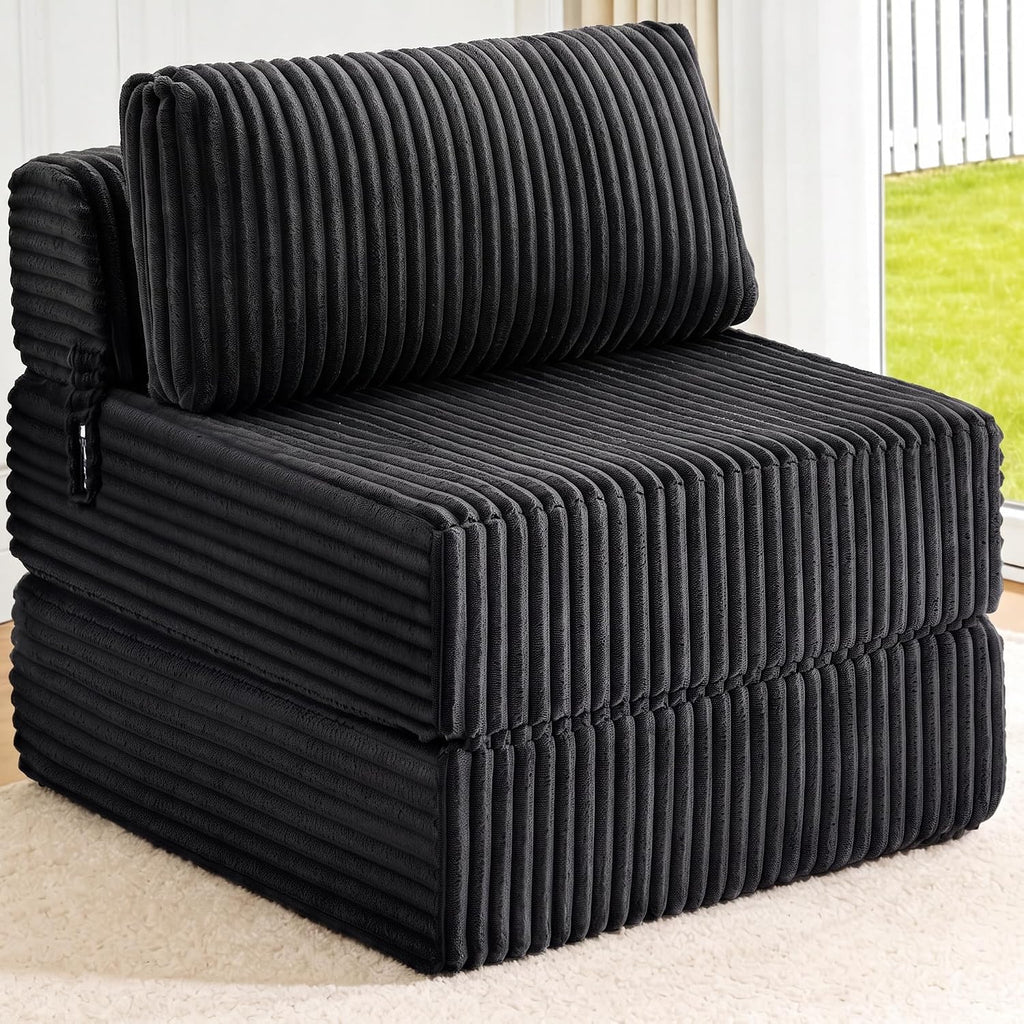 Folding Sofa Bed Convertible 4 in 1 Sleeper Chair Black Single