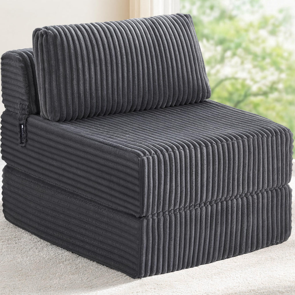 Folding Sofa Bed Convertible 4 in 1 Sleeper Chair Black Single