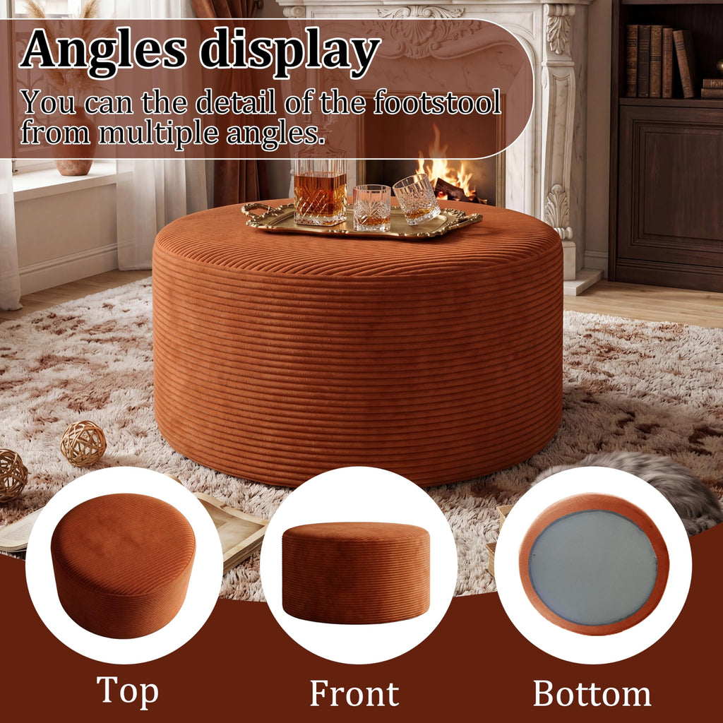 BSHOMGI Nesting Coffee Table Set of 2,Corduroy Ottoman Soft Foot Rest Movable LargePouf Footstool for Living Room Sofa Couch Bedroom Entryway and Small Spaces No Assembly (Blue, 32"+17")